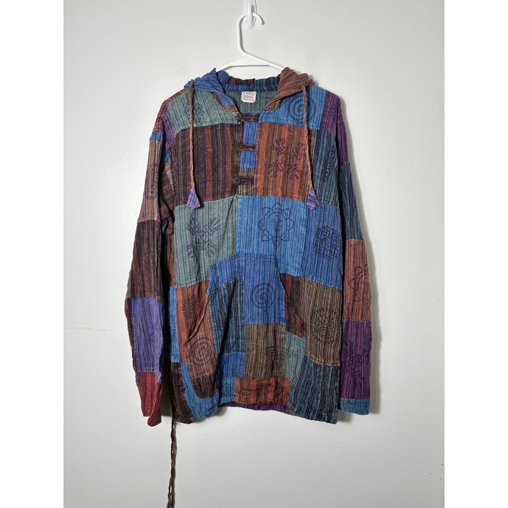 Gypsy Rose Patchwork Pullover Free Size Shirt Boho Festival Cotton
